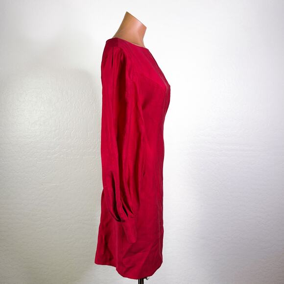 Trina Turk Hiya Bishop Long Sleeve Mini Shift Dress Dragon Fruit Pink Sz 4 NWT - Picture 7 of 12